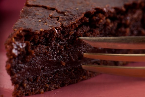 gefüllter Schokoladenkuchen, Close up
